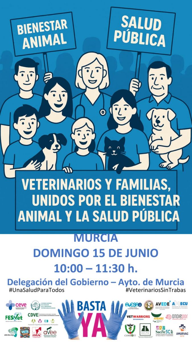 MANIFESTACION ABIERTA POR EL BIENESTAR ANIMAL Y SALUD PUBLICA EN MURCIA EL DOMINGO 15 DE JUNIO 2025 